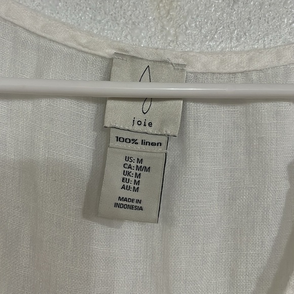 Joie 100% linen tunic mini dress lagan look lounge beach summer spring M white - Picture 3 of 4